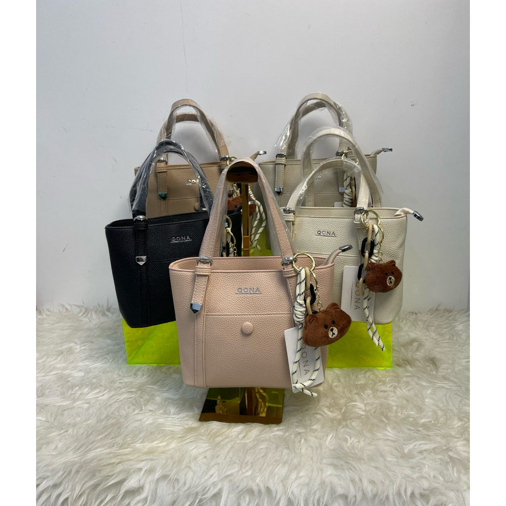 QONA Tas selempang fashion uk 20 cm 3 ruang