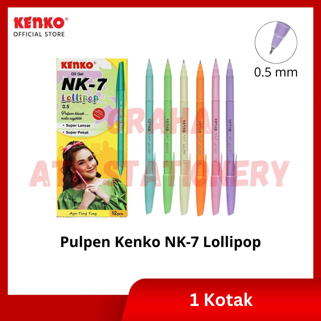 

[1 Kotak] Pulpen Kenko NK-7 Lollipop / Ball Pen / Pena 0.5mm Kenko NK-7 Lollipop