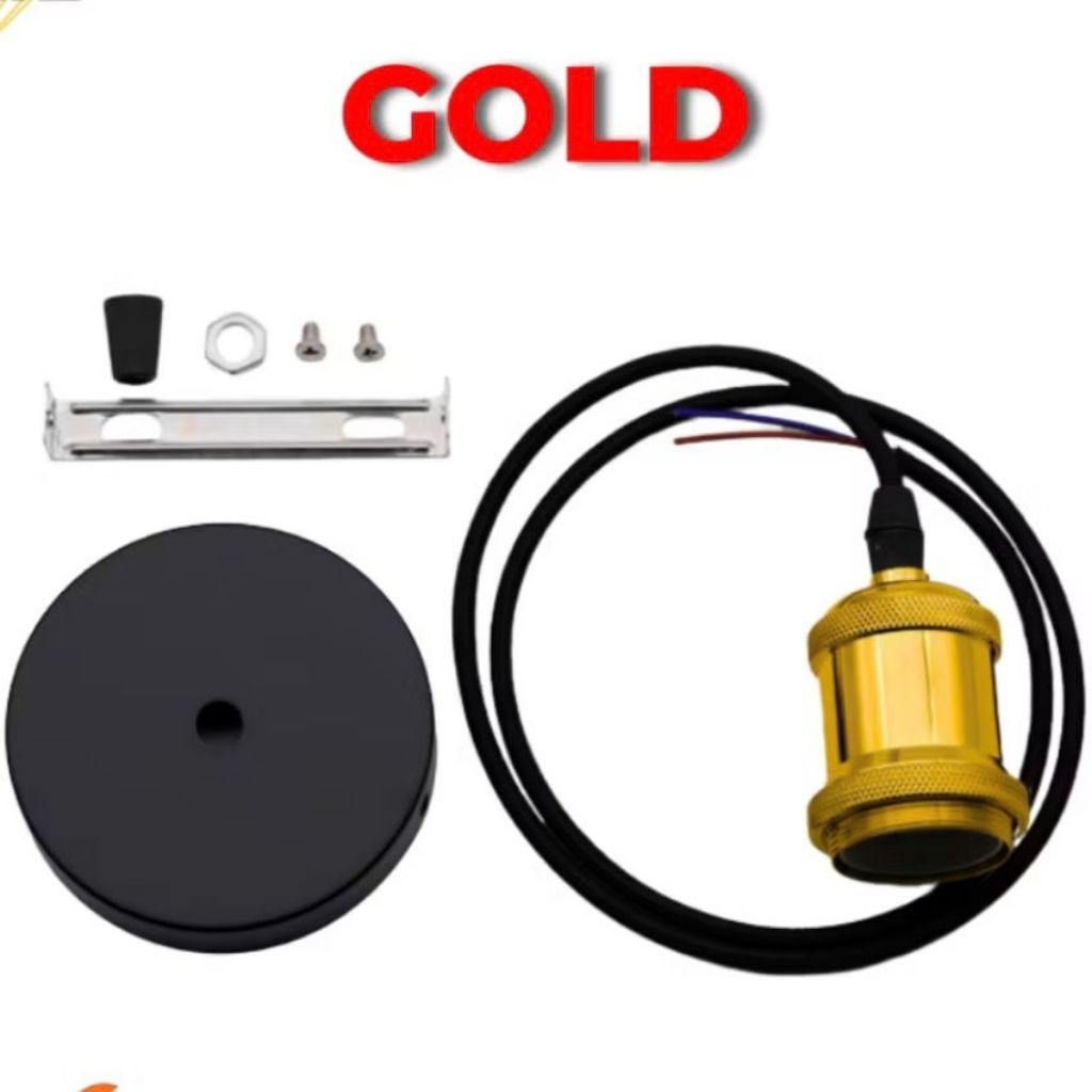 FITTING LAMPU GANTUNG, FITTING LAMPU GOLD VINTAGE MODERN
