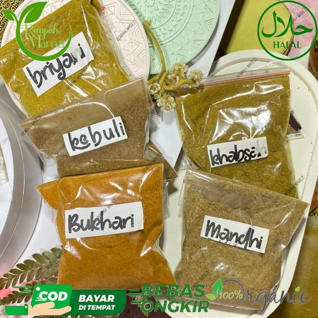 

bumbu masakan timur tengah (kebuli, Briyani, Mandhi, Bukhori, khabsah) 100gr.bisa untuk masak 4/5 kg beras