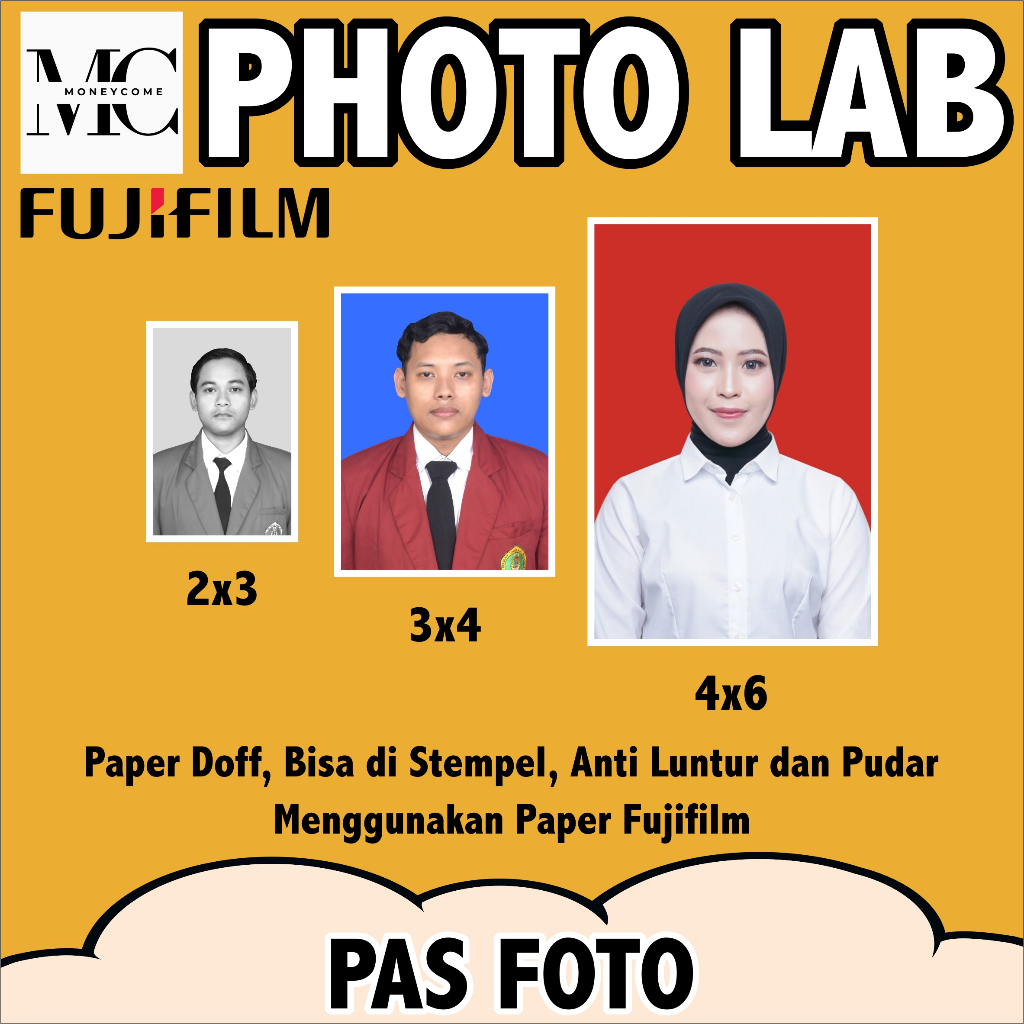 Paket Cetak Pas Foto Lab 2x3 3x4 4x6 | Photo Lab Fujifilm