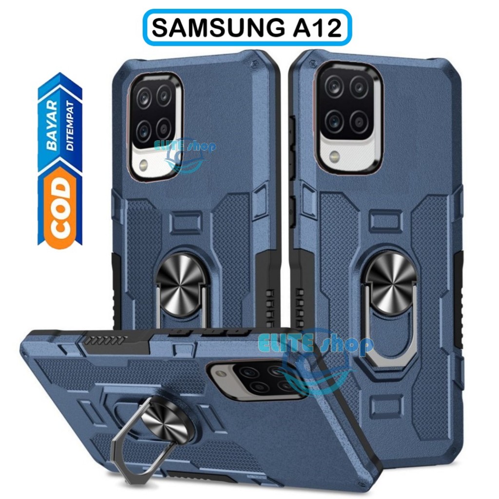 Casing Hp Untuk SAMSUNG A12 Hard Case Ring Armor Robot Case Kickstand Hybrid/Ring Holder casing robo
