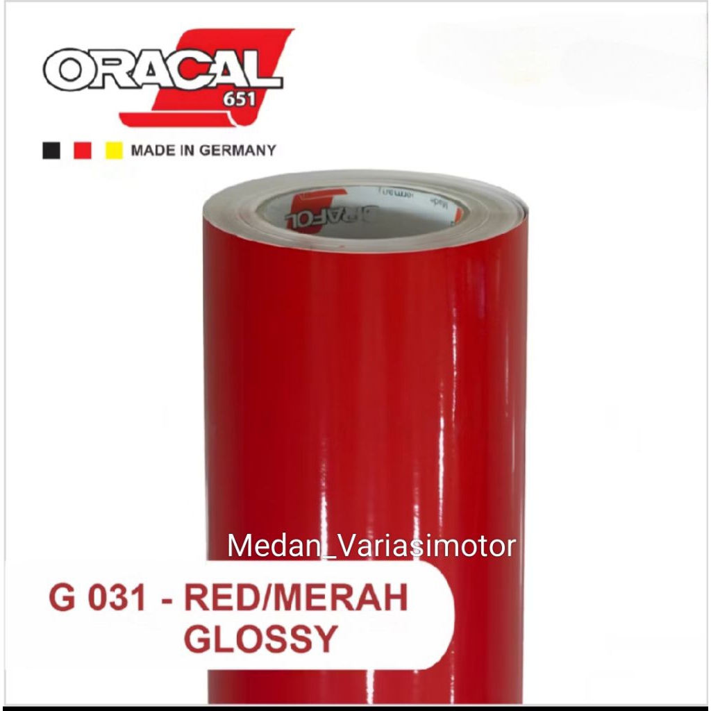 Oracal Merah 651- 031 1 Meter Red Glossy / Red Matte Doff Stiker Vinyl Lebar 1,26 Meter