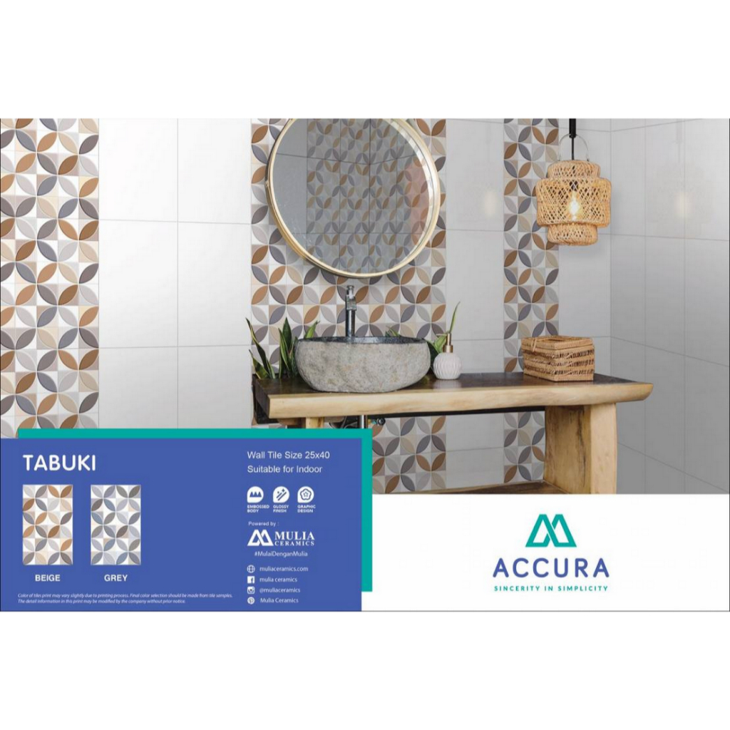 Keramik Dinding 25x40 Accura Tabuki Grey | Keramik Dinding 25x40 Accura Tabuki Beige | Keramik Dindi