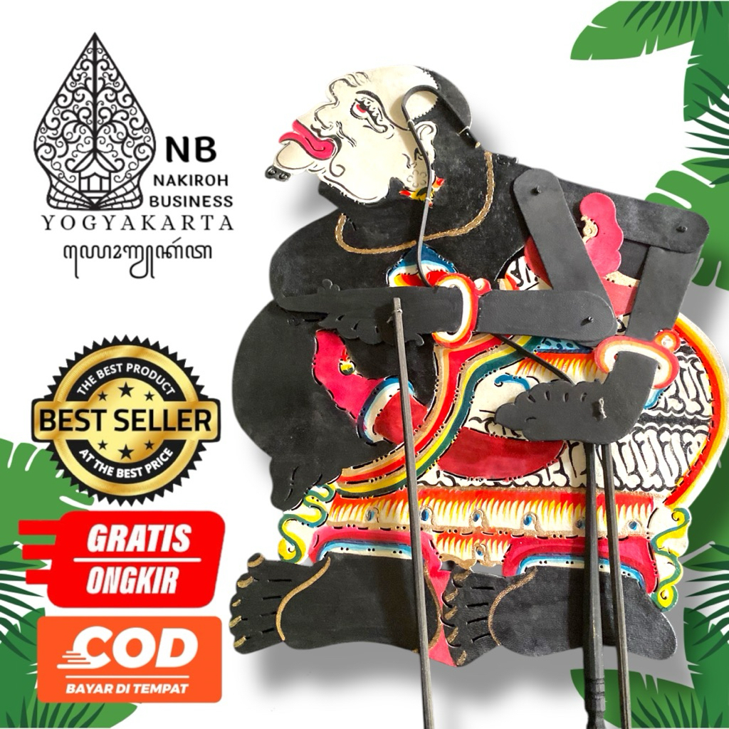 NAKIROHBUSINESS Wayang Kulit sapi SEMAR / SEMAR HITAM Punokawan -+ 55 cm Standar Dalang