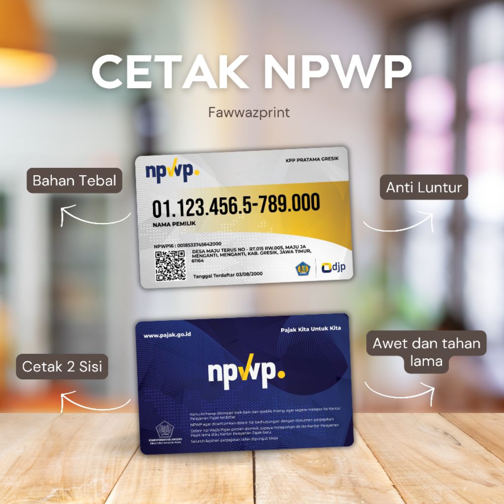 

Cetak kartu npwp bahan tebal anti air ( hanya cetak )