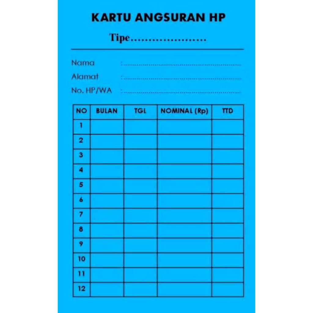 

Kartu Angsuran HP / Kredit HP