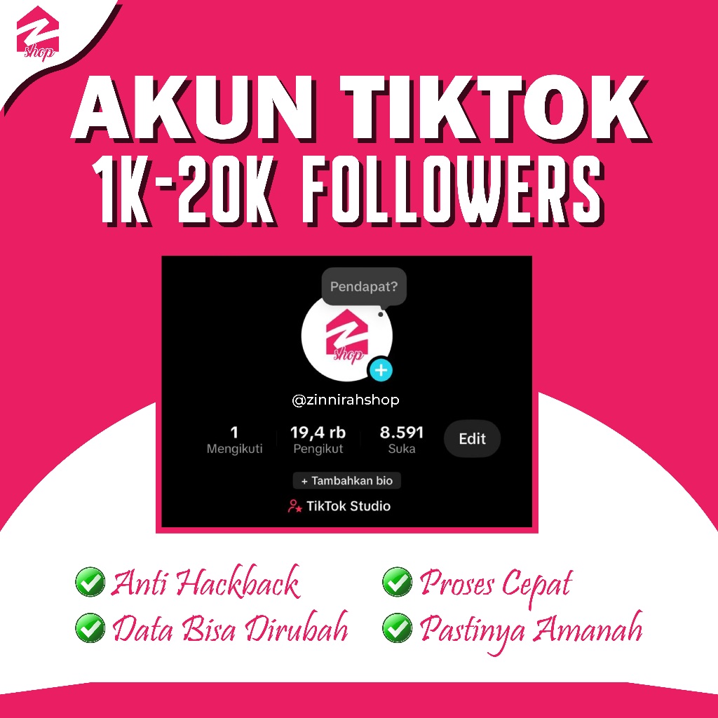 Akun TikTok Followers Real Aktif 1K-20K Bisa Live Jualan & TT Shop Murah Bergaransi