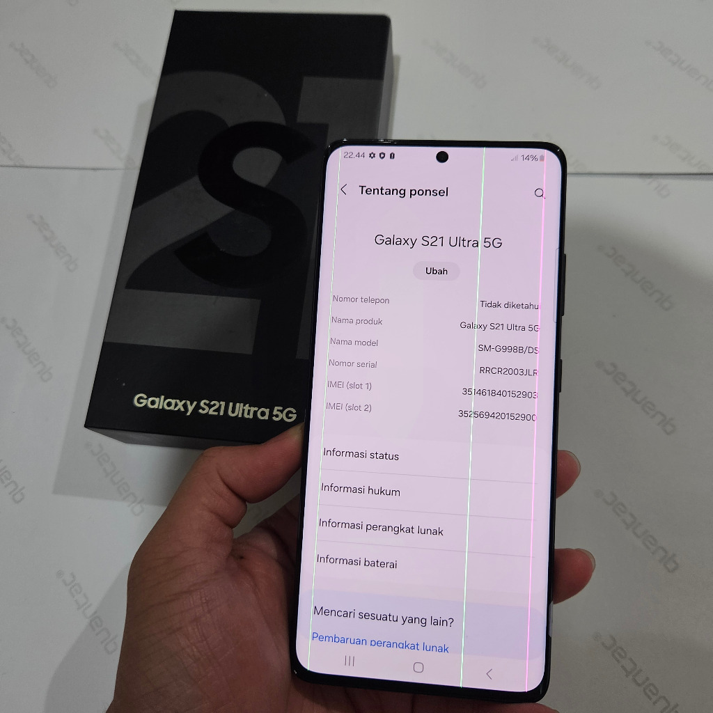 Samsung S21 Ultra 5G RAM 12GB/256GB SEIN 256 GB Resmi Indonesia Minus LCD GARIS SABER