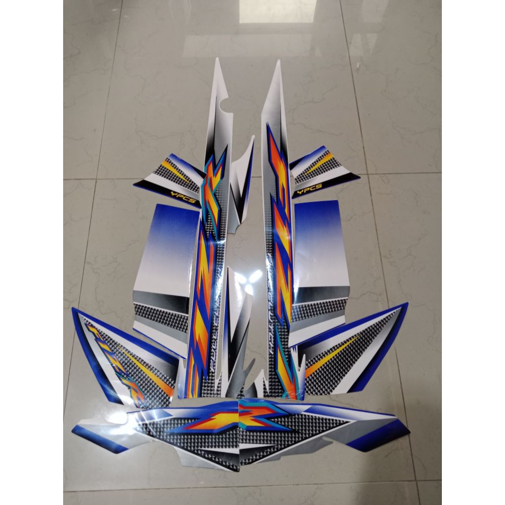 Striping fiz r biru putih 2004 stiker fiz r stiker motor Yamaha fiz r