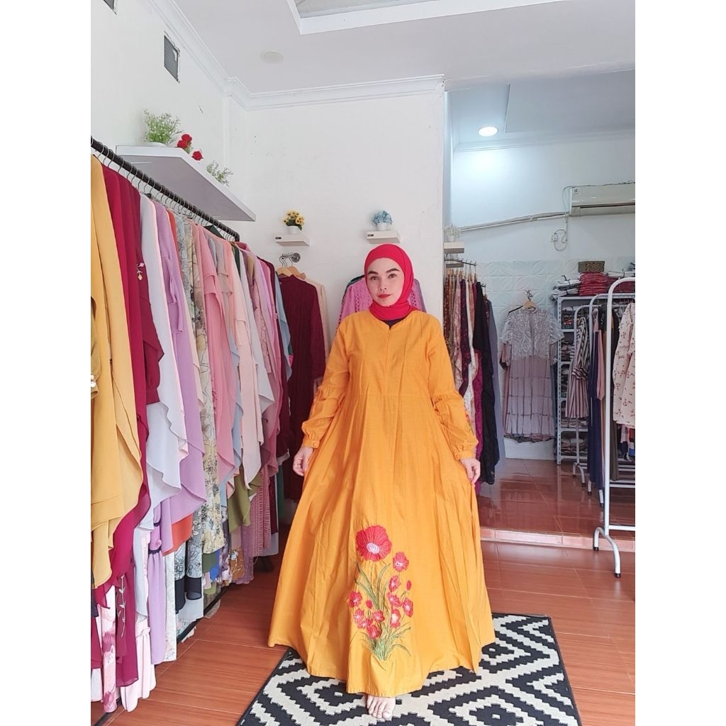 Gamis katun jepang bordir