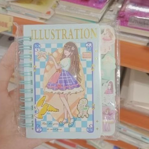 

(RANDOM) Notebook Mini Spiral Lucu - Desain Anime Cewek Imut + Tab Pembatas