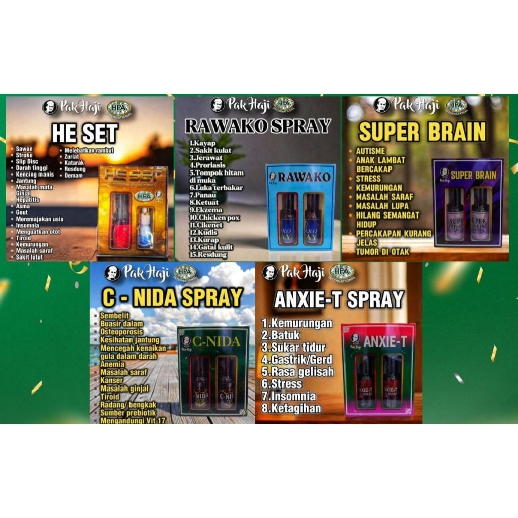 produk spray  rawako, super brain , anxiety,  he set ( 2 botol )