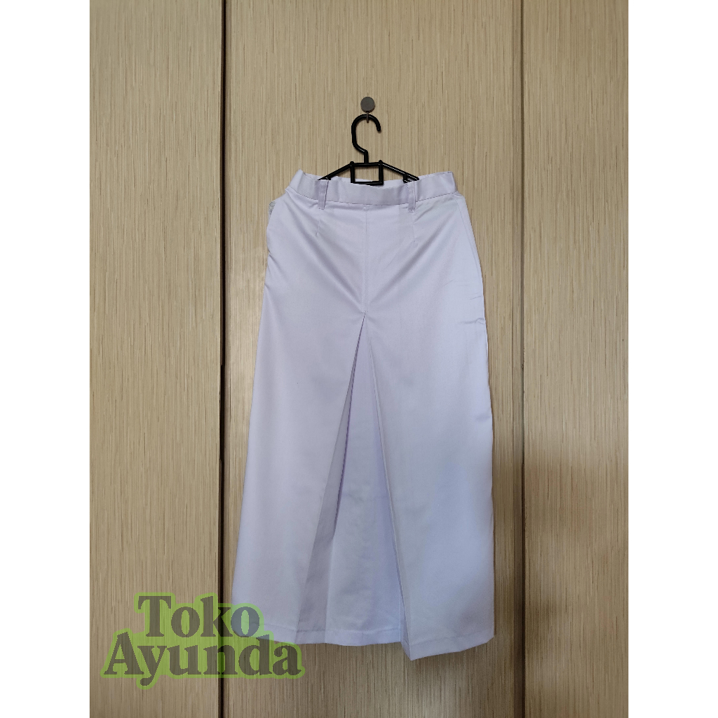 Rok Putih Panjang SMA – Ploi 1 Depan, Bahan Nagata Drill Premium P00, Seragam Rapi & Sopan untuk Sis