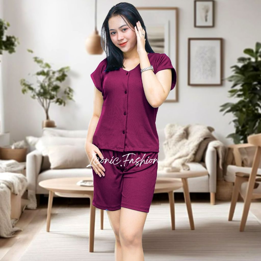 L012| CARISSA SET KNIT| Set Knit Lengan Pendek| Knit Celana Pendek| Knit Premium| Setelan Knit Kekin