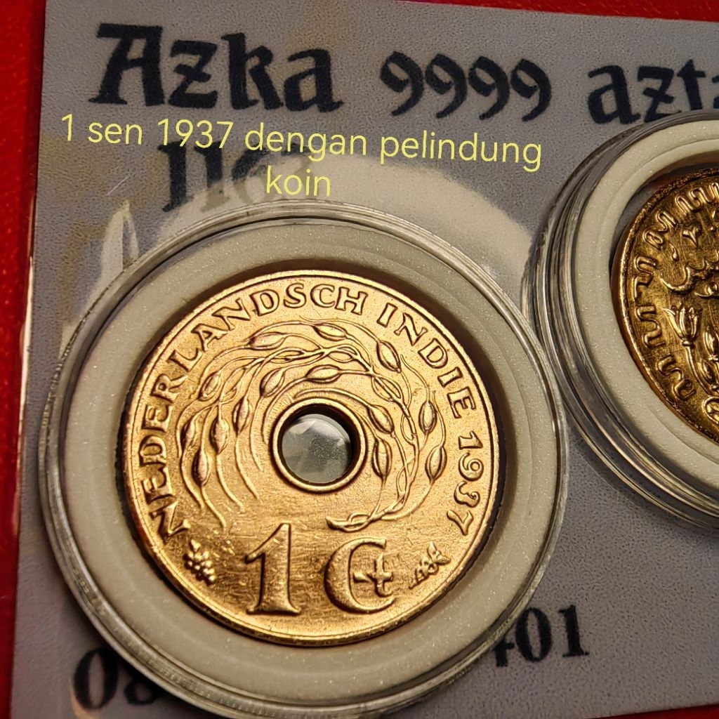 1 sen bolong tahun 1937 kinclong dengan pelindung koin