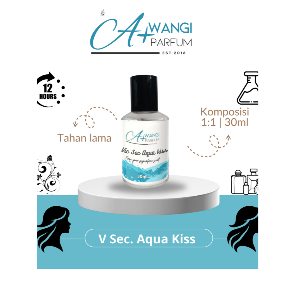 AQUA KISS by A+WANGI PARFUM - 12 Jam Parfum Wanita 30ml Original Searah V SECRET - AQUA KISS