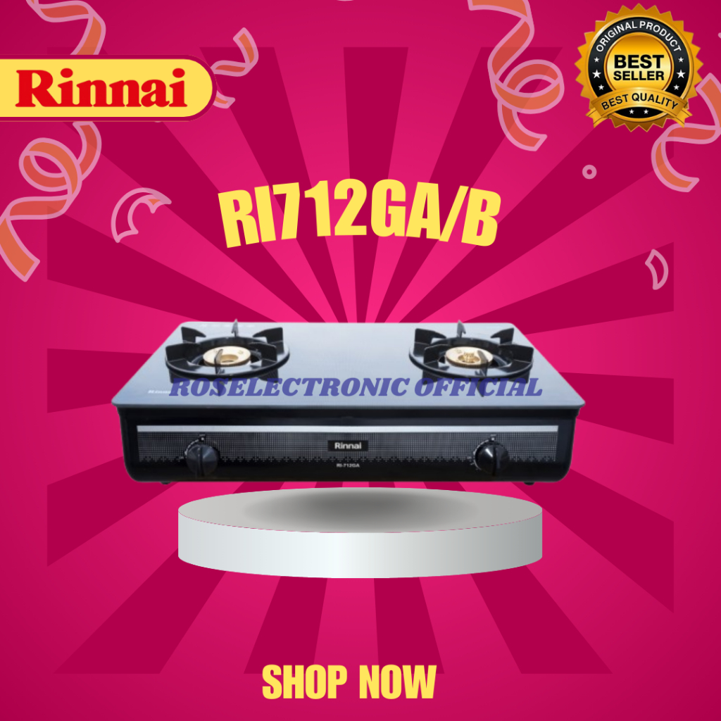 Kompor Gas Rinnai 2 Tungku RI 712GA B/RI712GA B/RI 712 GA B/RI712GAB/RI-712-GA-B/RI -712GAB