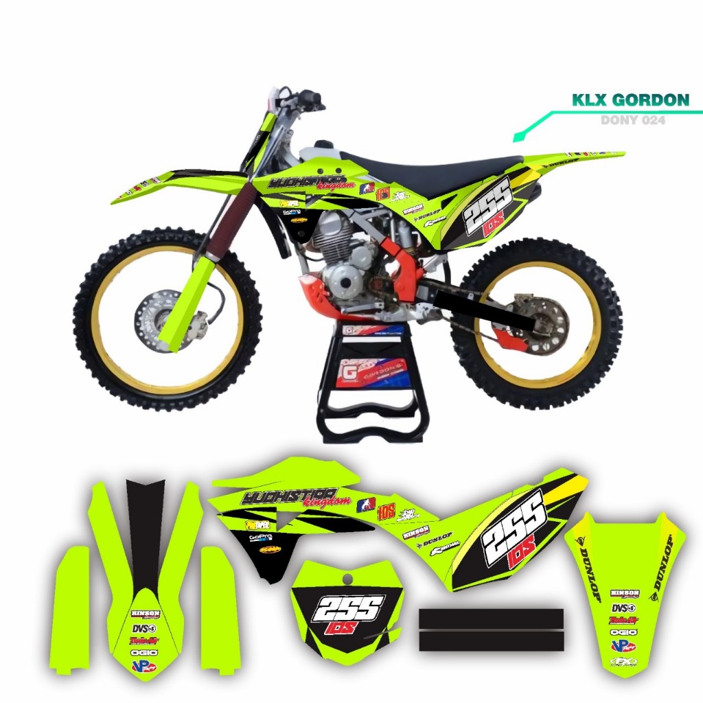 Decal Stiker KlX 150 Gordon Supermoto Dekal Sticker Striping Klx Gordon Full Body hitam hijau stabil