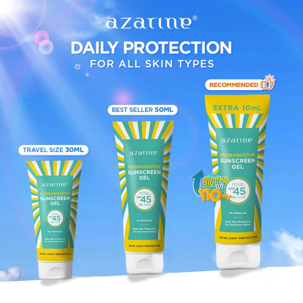 AZARINE Hydrasoothe Sunscreen Gel SPF45 PA++++ Series 30mL 50mL 110mL ||  Azarine Sunscreen Tabir Su