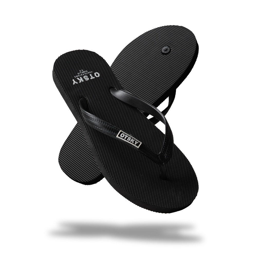 Otsky Sendal / Sandal Jepit Pria Wanita Font Black Casual Harian