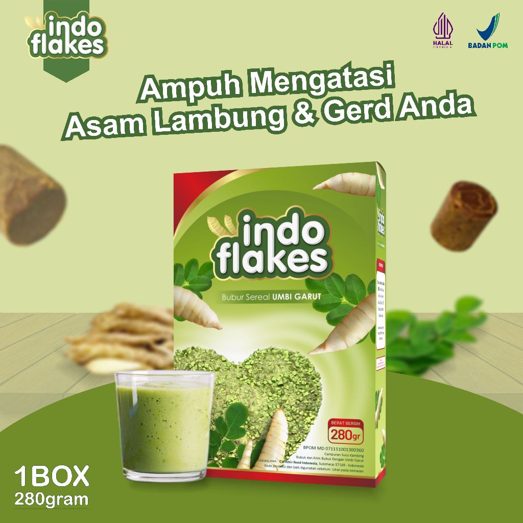 

Indoflak Sereal Umbi Garut Solusi Atasi Asam Lambung Maag Kronis