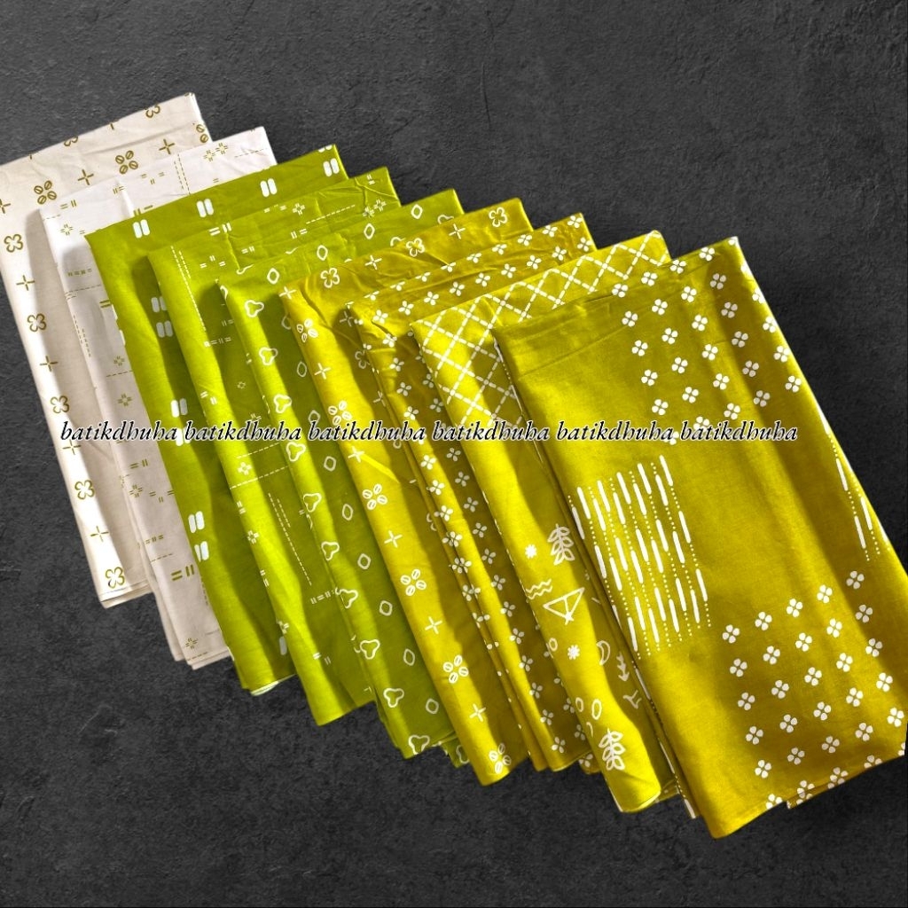 Kain batik Warna Hijau Lime Lemon Hijau Melon