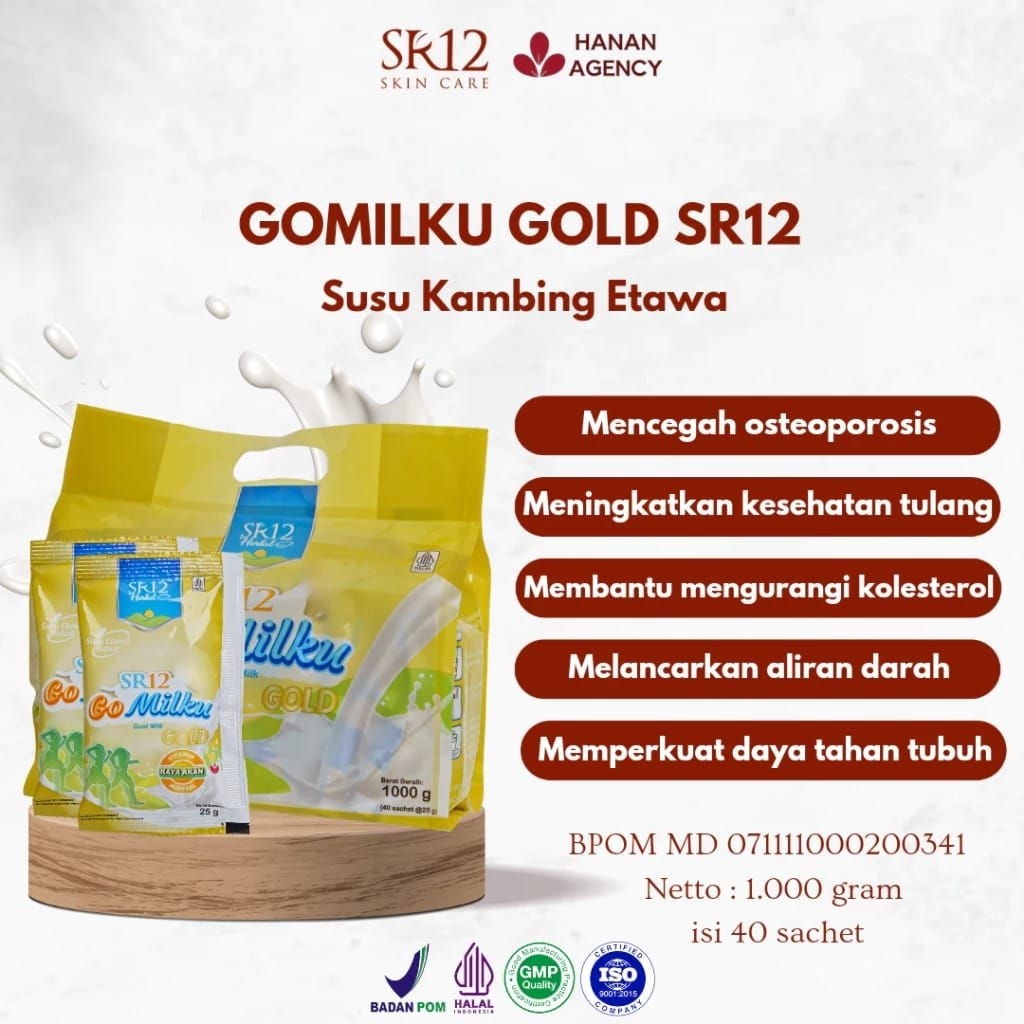 

Gomilku Gold SR12 Kemasan Sachet - isi 40 sachet × 25 gr - Susu Etawa Sachet - Tanpa Gula