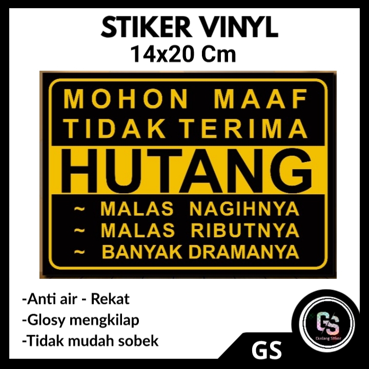 

GDS STIKER HUTANG 14X20 STIKER PERINGATAN STIKER LARANGAN ST
