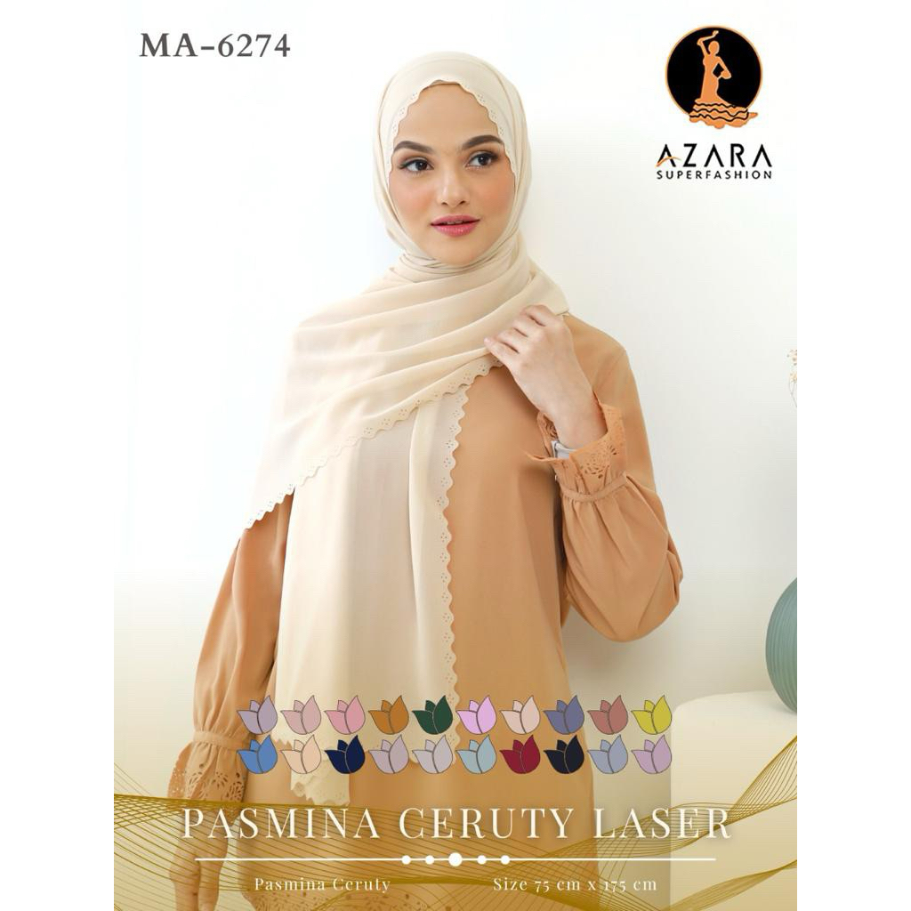 PASHMINA CERUTY LAZER AZARA // HIJAB PASHMINA CERUTY LASER BY AZARA
