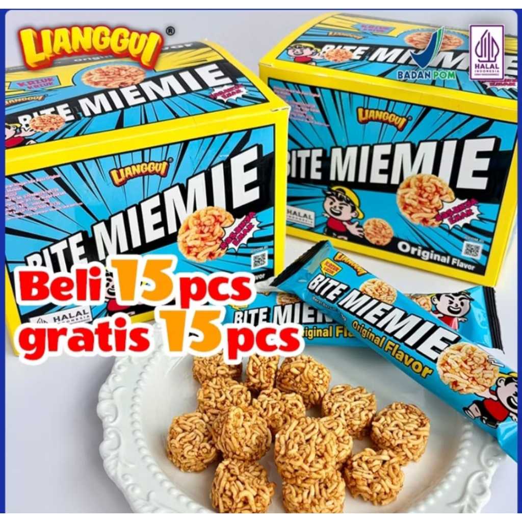 

15+15Pcs Lianggui Bite Miemie Box Camilan Enak untuk Anak Sekolah Snack Renyah Praktis Cocok untuk