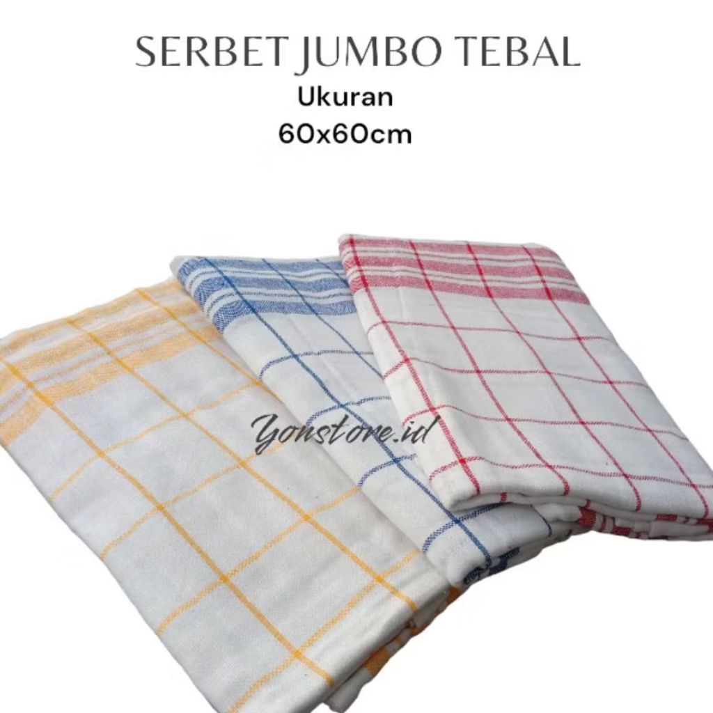 SERBET JUMBO TEBAL 60 x 60 CM/serbet 3 pcs/satuan/serbet makan/lap piring