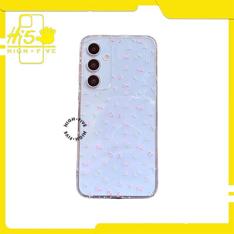 Hi5 Korean Style Little Pink Ribbon Flower Case Samsung A05, Samsung A05S, Samsung A15, Samsung A23,