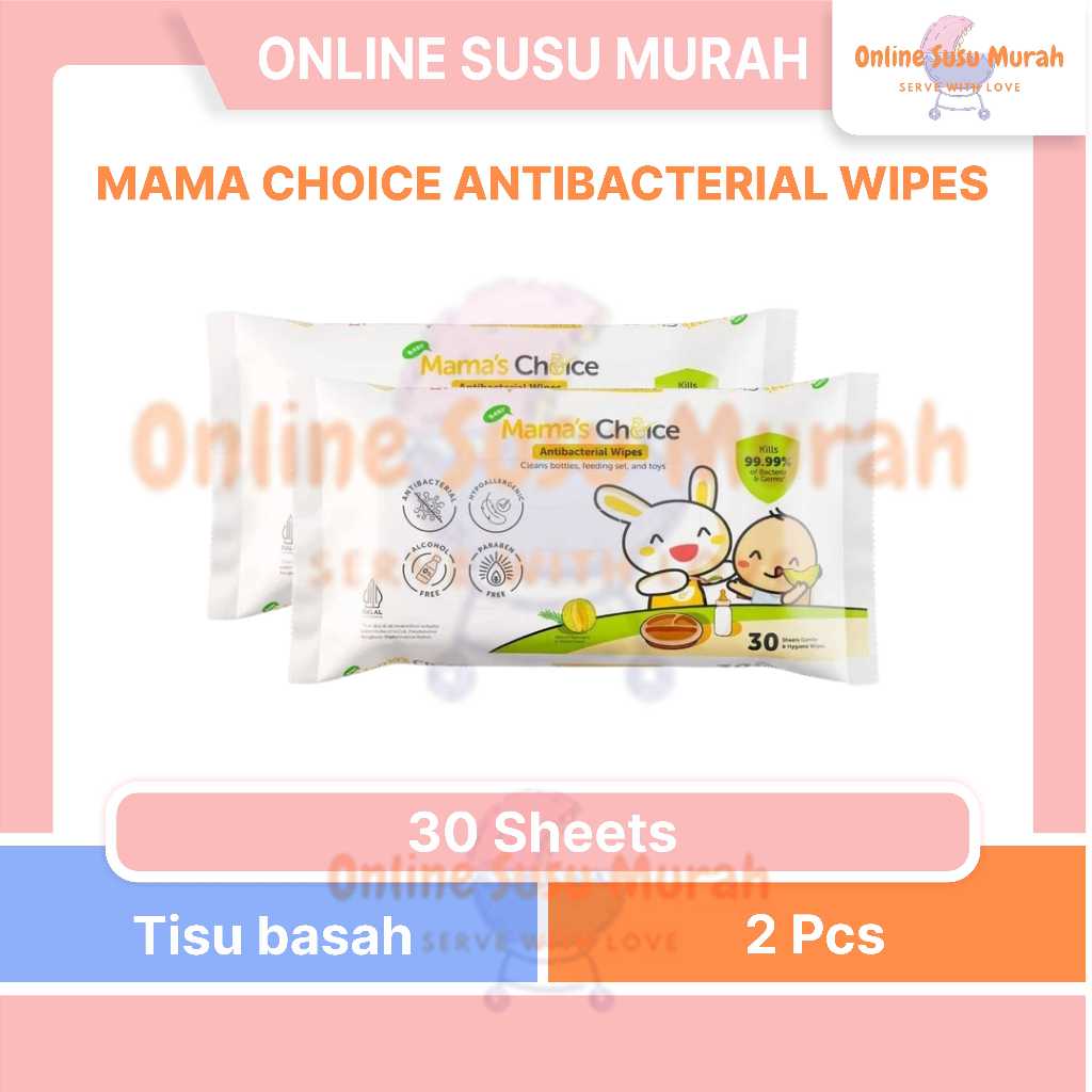 MAMA CHOICE ANTIBACTERIAL WIPES 30S - BUNDLE 2 PACK PLTS