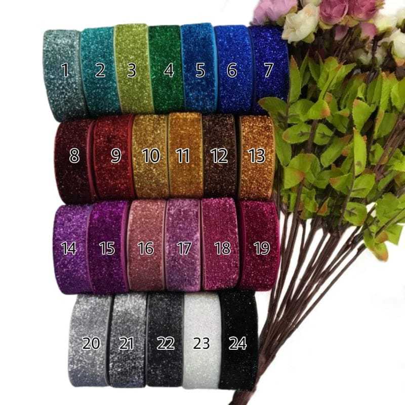 

1 YARD - | 2.5 CM | PITA BLUDRU GLITER KASAR | VELVET GLITER KASAR