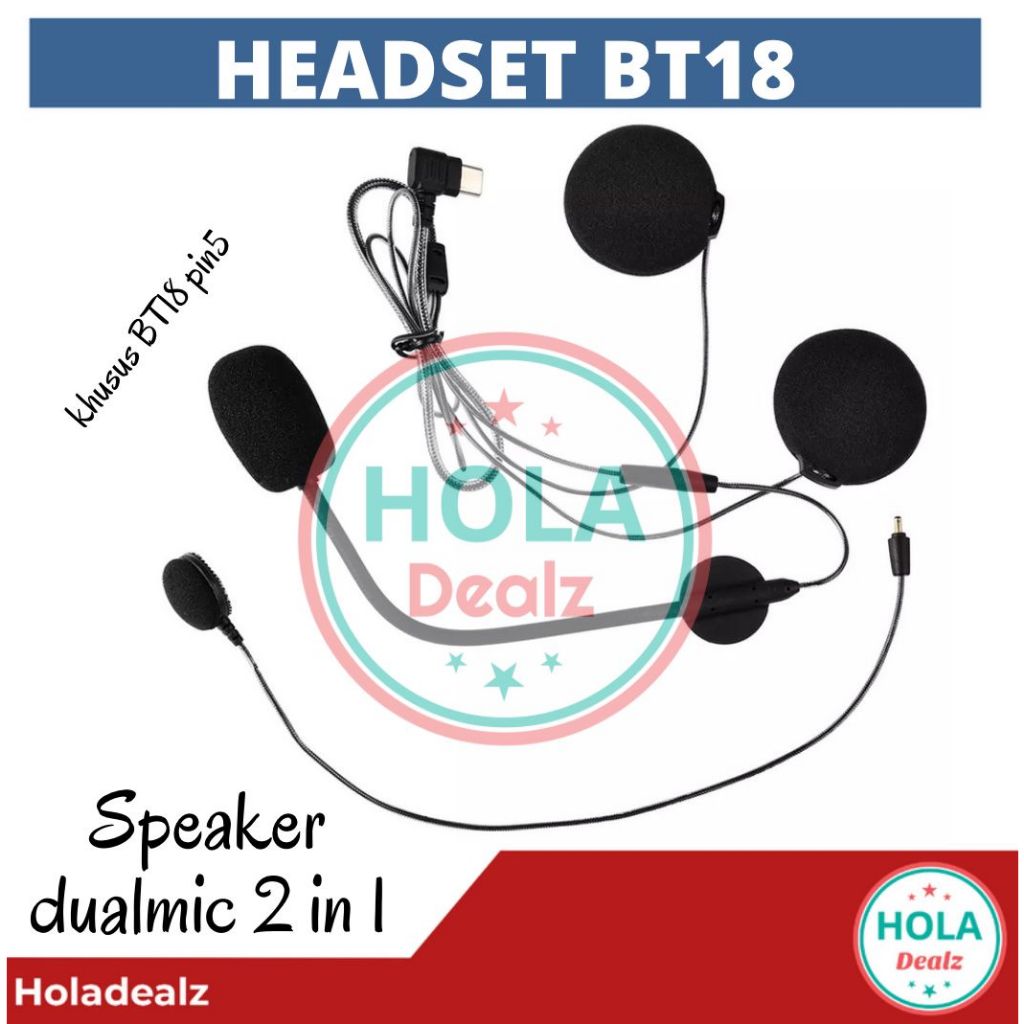 HEADSET INTERCOM BT18 SPEAKER INTERCOM BT18 BLUETOOTH HELM HEADSET DUALMIC SPEAKER BT18 HEADSET BT18