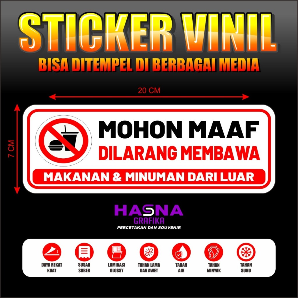 

Stiker / Sticker Dilarang Membawa makanan
