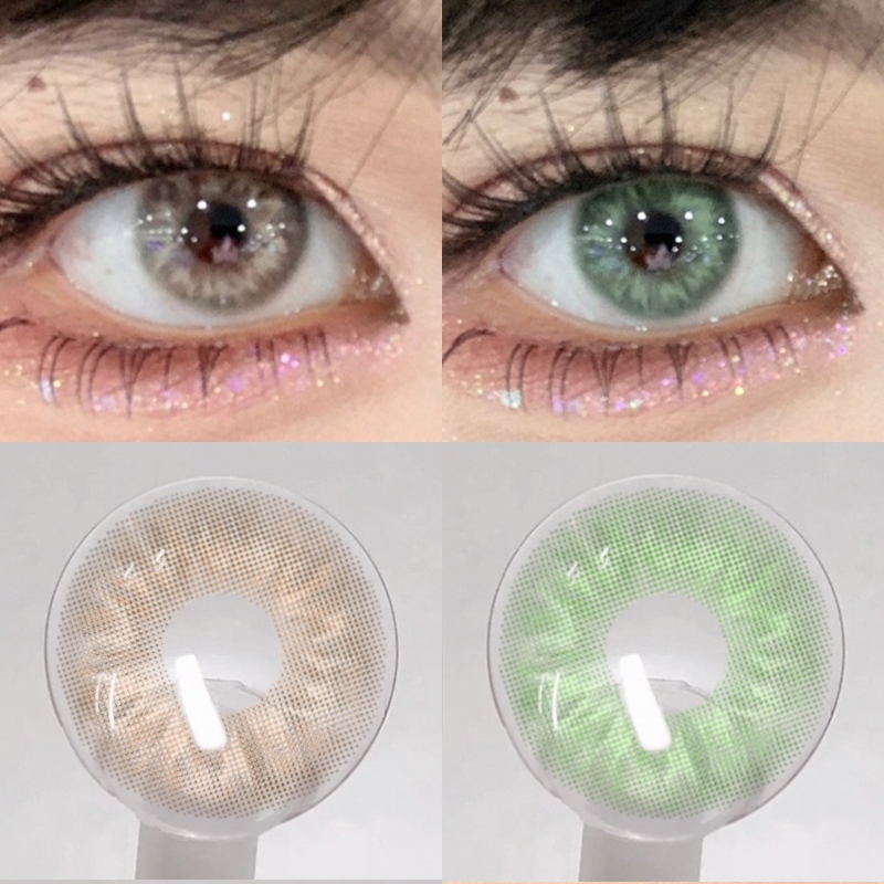 Lensa kontak warna coklat-hijau motif ular tanpa bingkai terlaris di Korea, softlens warna 14,0mm