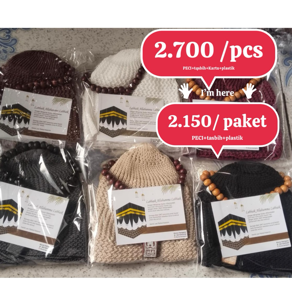 paket peci +tasbih tahlil pengajian haji umroh khitan tahlil