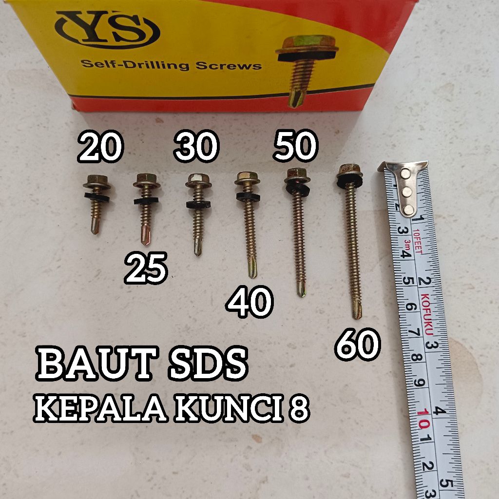 [PER KOTAK] BAUT SDS BAJA RINGAN ROOFING 25 MM / BAUT SENG SDS