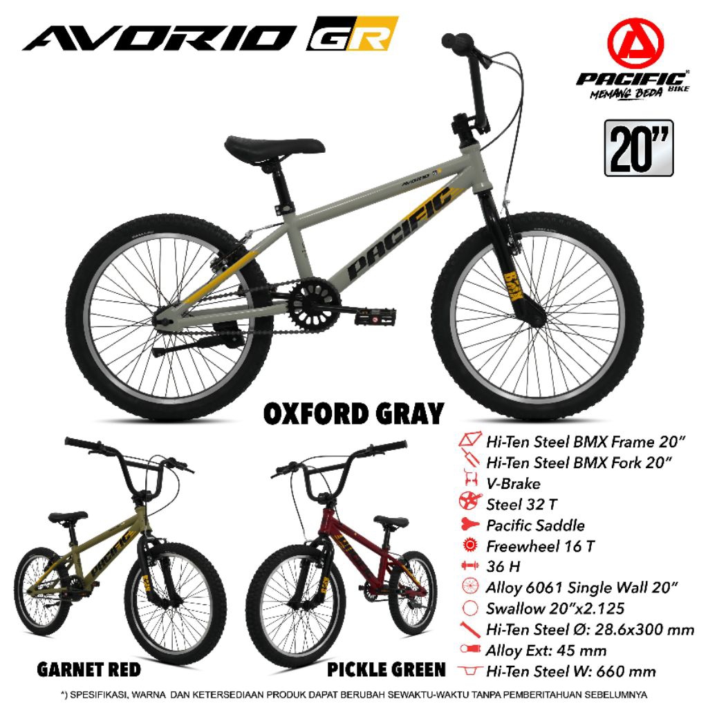 Sepeda BMX 20 inc Avorio GR Sepeda Anak Laki laki Pacific