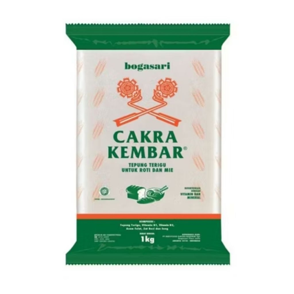

Tepung Terigu Cakra Kembar Bogasari 1kg