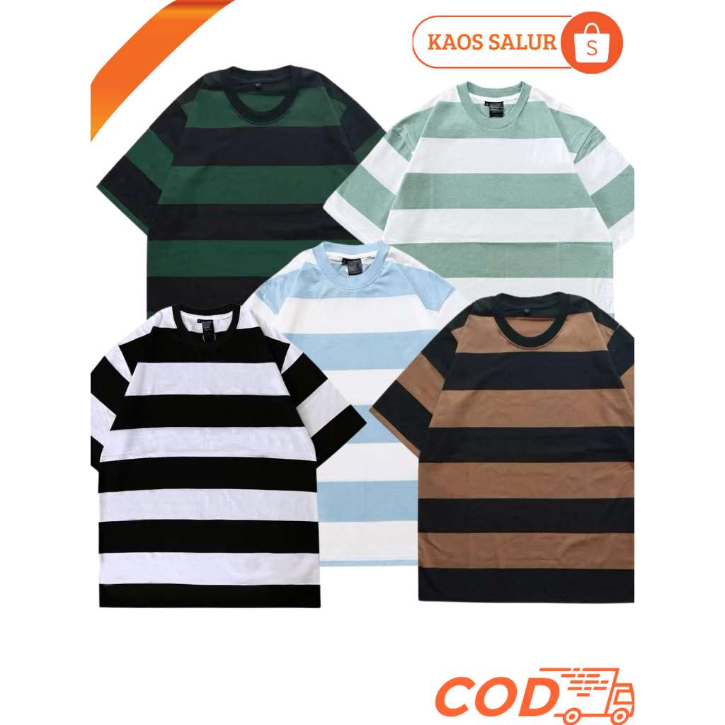 Kaos Distro Kaos Pria dan Wanita Kaos Garis Garis