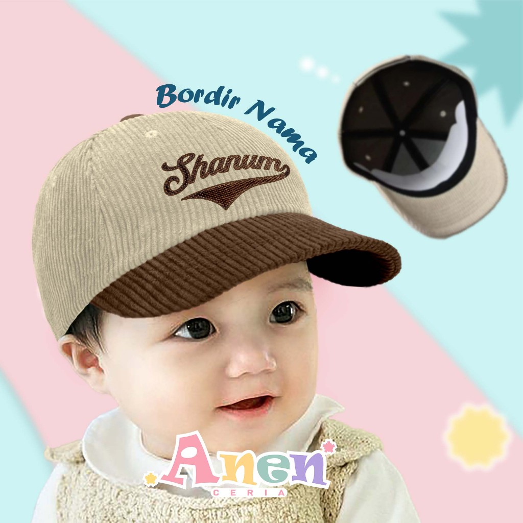 Topi Bordir Nama Topi Baseball Anak Corduroy Topi Custom