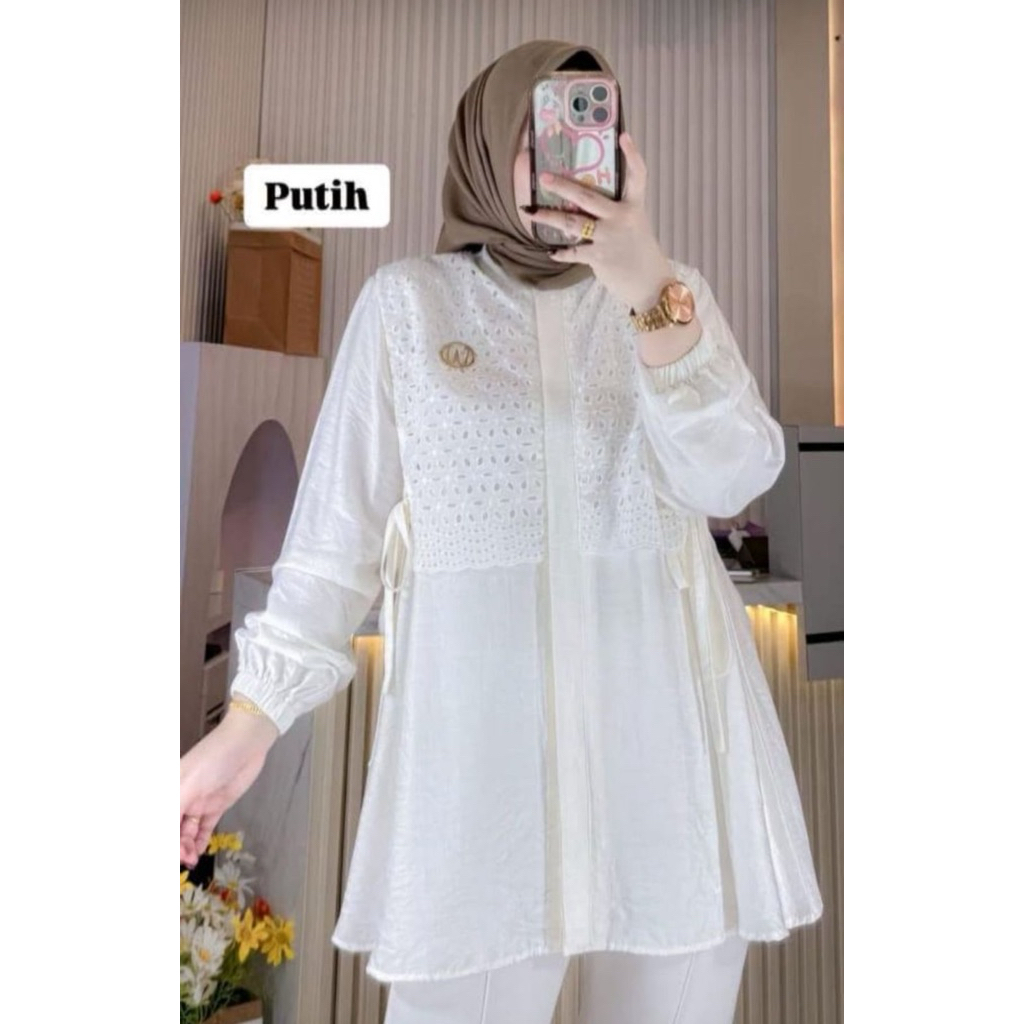 atasan bordir khusus putih/kekinian wanita