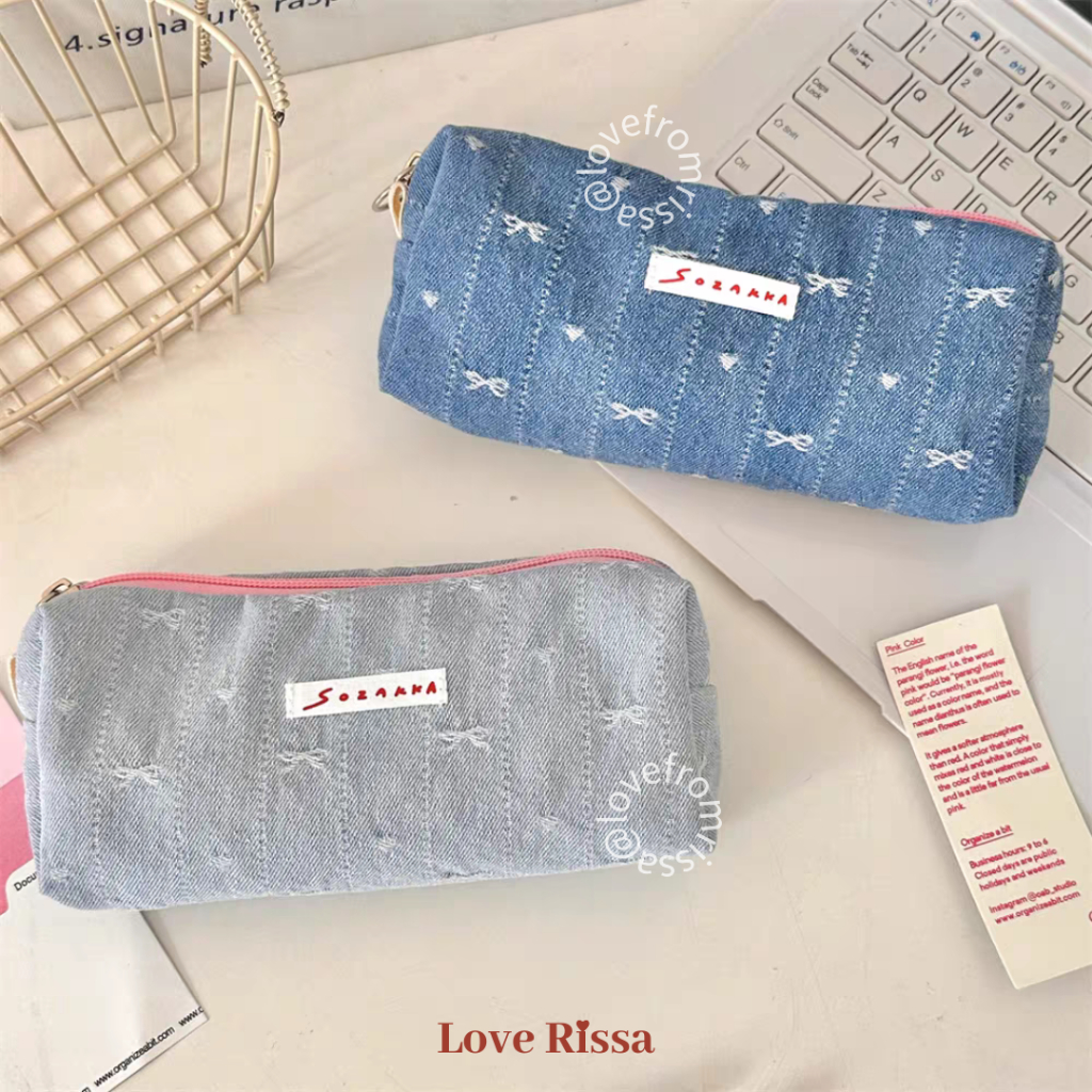 

RB [RISSA] Pouch Miki Jeans Denim Cute Pencil Pouch Kecil Tempat Pensil Lucu Kotak Pensil Tempat