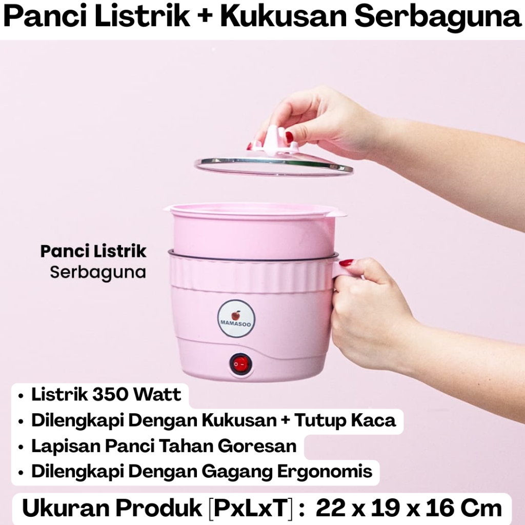 Panci Listrik Serbaguna Kapasitas 1,8 Liter Hemat Listrik 350 Watt Anti Lengket / Elektrik Cooker Mu