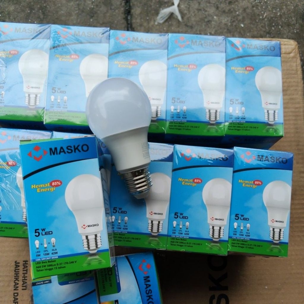 Lampu 5 Watt Masko LED BULB 5W 6500K BERGARANSI / LED 5W MASKO