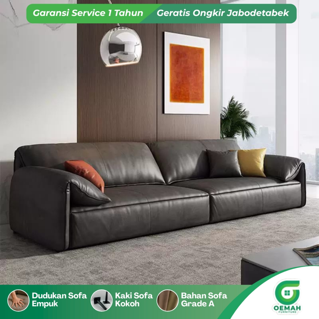 Sofa Minimalis Ruang Tamu Kulit Mewah Model Aesthetic