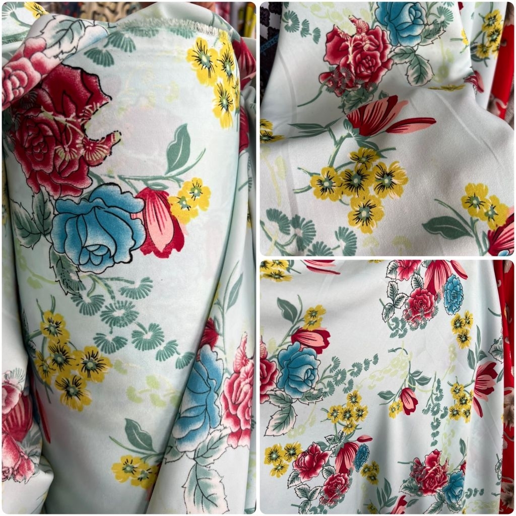 BAHAN ARMANI SILK MOTIF BUNGA PREMIUM harga 0,5meter